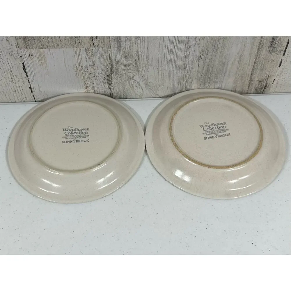 Vintage Woodhaven Collection Stoneware Sunny Brook Bread Plates Lot of 2 Japan‎